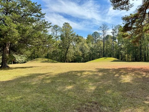 The Byrum Mounds which are indian burial grounds along the Natchez Trace Parkway.