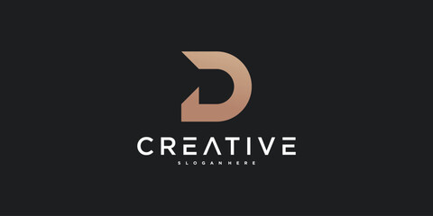 Initial D letter logo design with creative concapt. Premium Vector