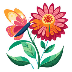 Enchanting Scene A Butterfly Sipping Nectar from a Vibrant Flower