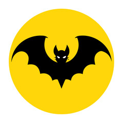 Striking Design Yellow Background with a Bold Black Bat Centerpiece