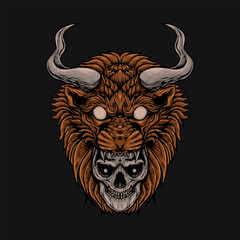 lion skull head isolated background vector illustration