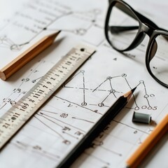 Engineering Blueprint with Tools and Supplies