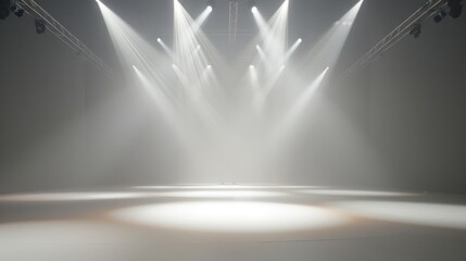 Defocused entertainment concert lighting on stage, blurred disco party.