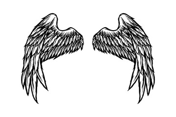 Obraz premium Angel wings line art vector illustration design