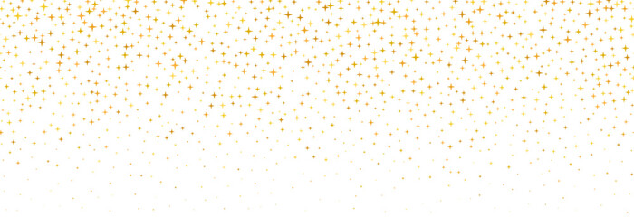 Gold falling down confetti background. Repeated golden dotted glitter pattern. Yellow, orange and golden dots wallpaper. Celebration Christmas, New Year or birthday party decoration backdrop. Vector