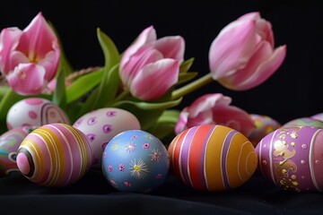 Fototapeta premium Colorful Easter Eggs with Designs