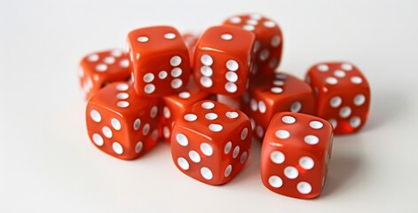 Vintage Red Casino Chips Set of 12 with White Polka Dots and a Shadow for an Authentic Gambling Experience