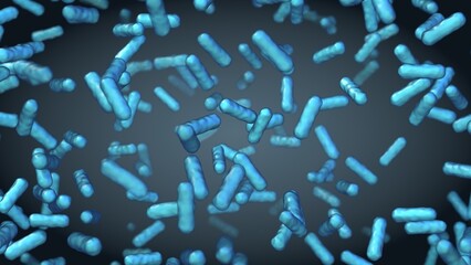 microbiota bacillus bacterias 3d representation render, can be used to represent probiotic bacteria, bacterial resistance pandemic or pathogen infection