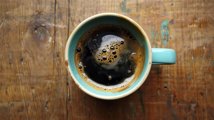 Photo of a coffee cup with coffee in it (black coffee, traces of milk, coffee is still very hot)