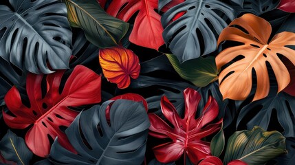 Contrasting Foliage: Red and Green Leaves Dance