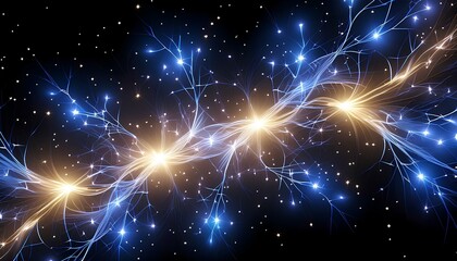 Obraz premium A blue and yellow line of stars with a blue