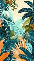 2D Illustration of Boho. Flat Picture Reference of Forest 