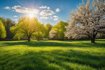 Fototapeta premium landscape with trees and sky green hopeful