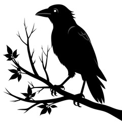 Graceful Crow Perched Vector Silhouette for Stunning Visuals