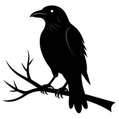 Graceful Crow Perched Vector Silhouette for Stunning Visuals