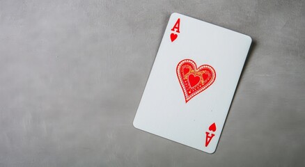 Obraz premium Ace of Spades Poker Card with Heart Symbol and Playing Cards in the Background