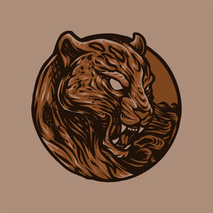 Angry jaguar hand draw vector illustration design