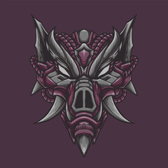 Obraz premium Purple Pig robot head vector illustration design