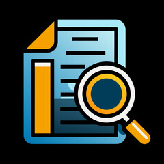 Enhanced Searchability Vector Illustration of Document Icon with Magnifying Glass