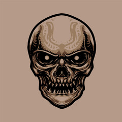 Angry skull head vector illustration design