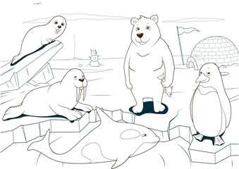 Arctic animals coloring book educational game for kids PNG illustration, educational game, animals