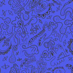 Seamless hand-drawn abstract vector pattern for textile and texture design