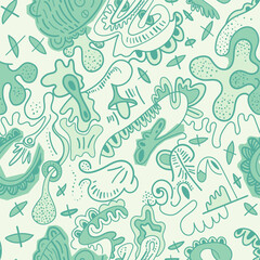 Seamless hand-drawn abstract vector pattern for textile and texture design