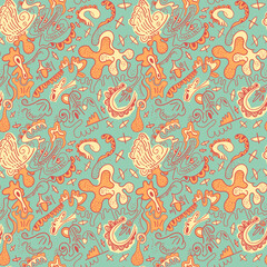 Seamless hand-drawn abstract vector pattern for textile and texture design