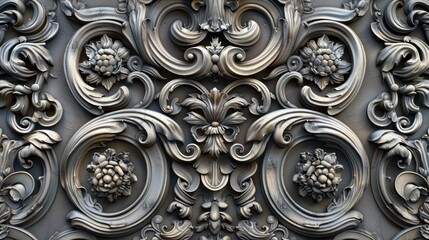 golden baroque ornament on black background