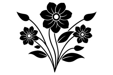 flowers stencil vector silhouette 