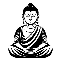 Zen Master: Gautam Buddha Vector Art on White Background