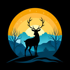 Captivating Gloomy Deer Silhouette Vector Illustration: A Stunning Visual Narrative