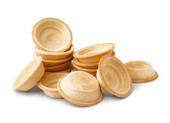 Heap of homemade tartlets isolated on white background