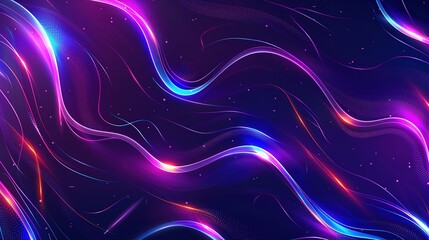 Abstract futuristic background with pink blue glowing neon moving high speed wave lines generative ai image