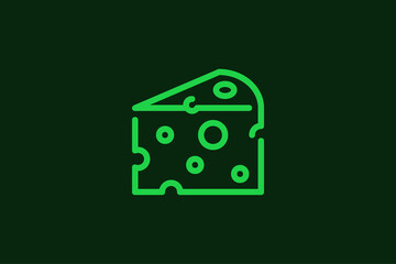 Vector cheese illustration in flat design style, geometric cheese icon.	
