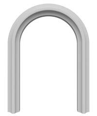 A white archway with a curved top. 3d rendering.