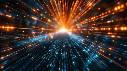 Fototapeta premium Abstract Data Flow Light Streaks Background, Generative AI