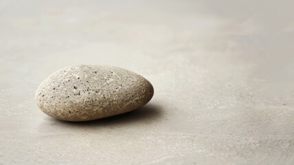 Smooth, grey stone positioned on light surface