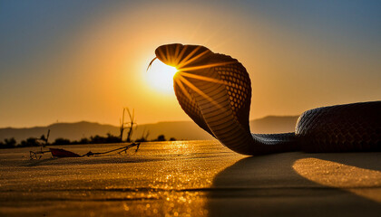 Backlit cobra silhouette