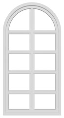 A white window arch frame. 3d rendering.