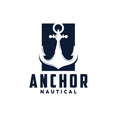 Marine ship vector anchor logo simple minimalist design anchor illustration simple marine symbol template