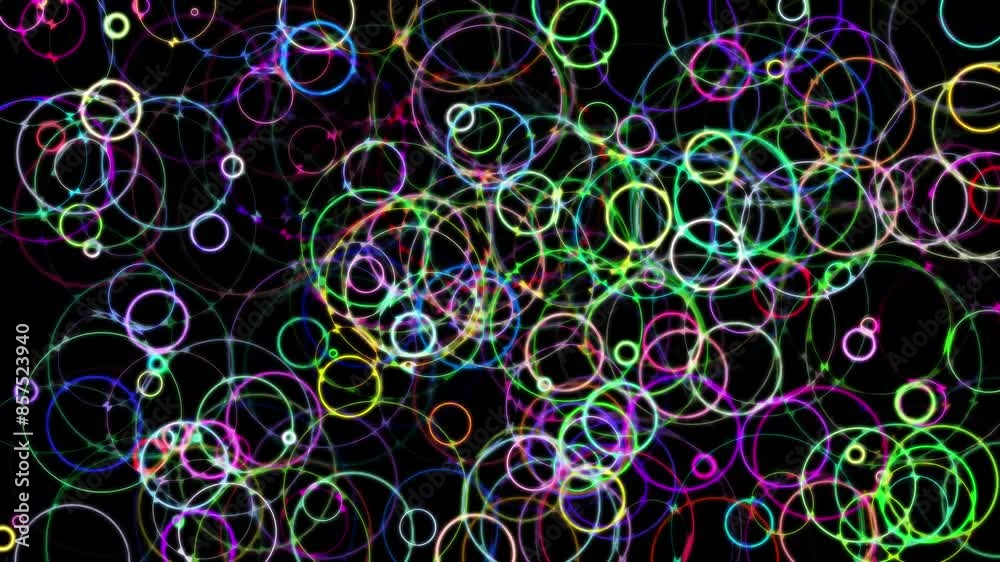Wall mural grungy expanding circles abstract frame full of messy coloured circles expanding and interacting.