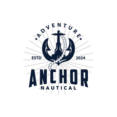 Marine ship vector anchor logo simple minimalist design anchor illustration simple marine symbol template