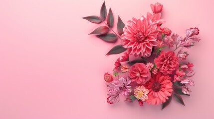 Floral arrangement on soft pink background Card template