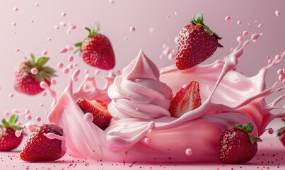 Floating Yogurt Swirl with Strawberries