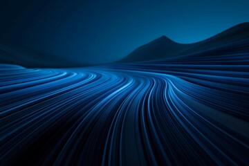 Futuristic Digital Landscape with Flowing Blue Lines, High-Tech Innovation Technology Progress