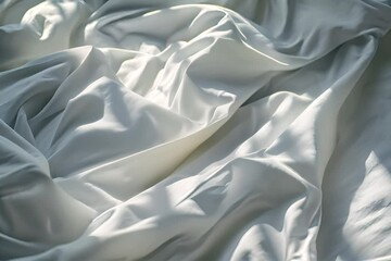 a close up of a bed with white sheets