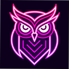 Neon Owl Logo Vector Illustration Design