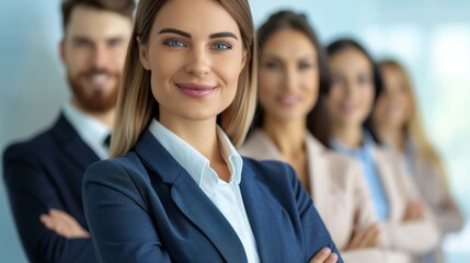 A group of people are posing for a photo, business team concept