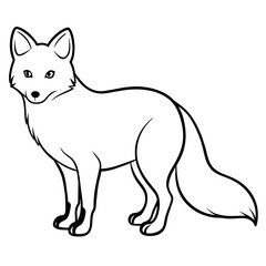 Arctic Fox Silhouette: Striking Black Design on White Background